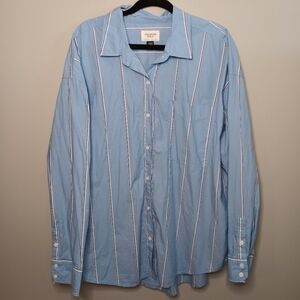 American Eagle Blue Striped Button Down Shirt